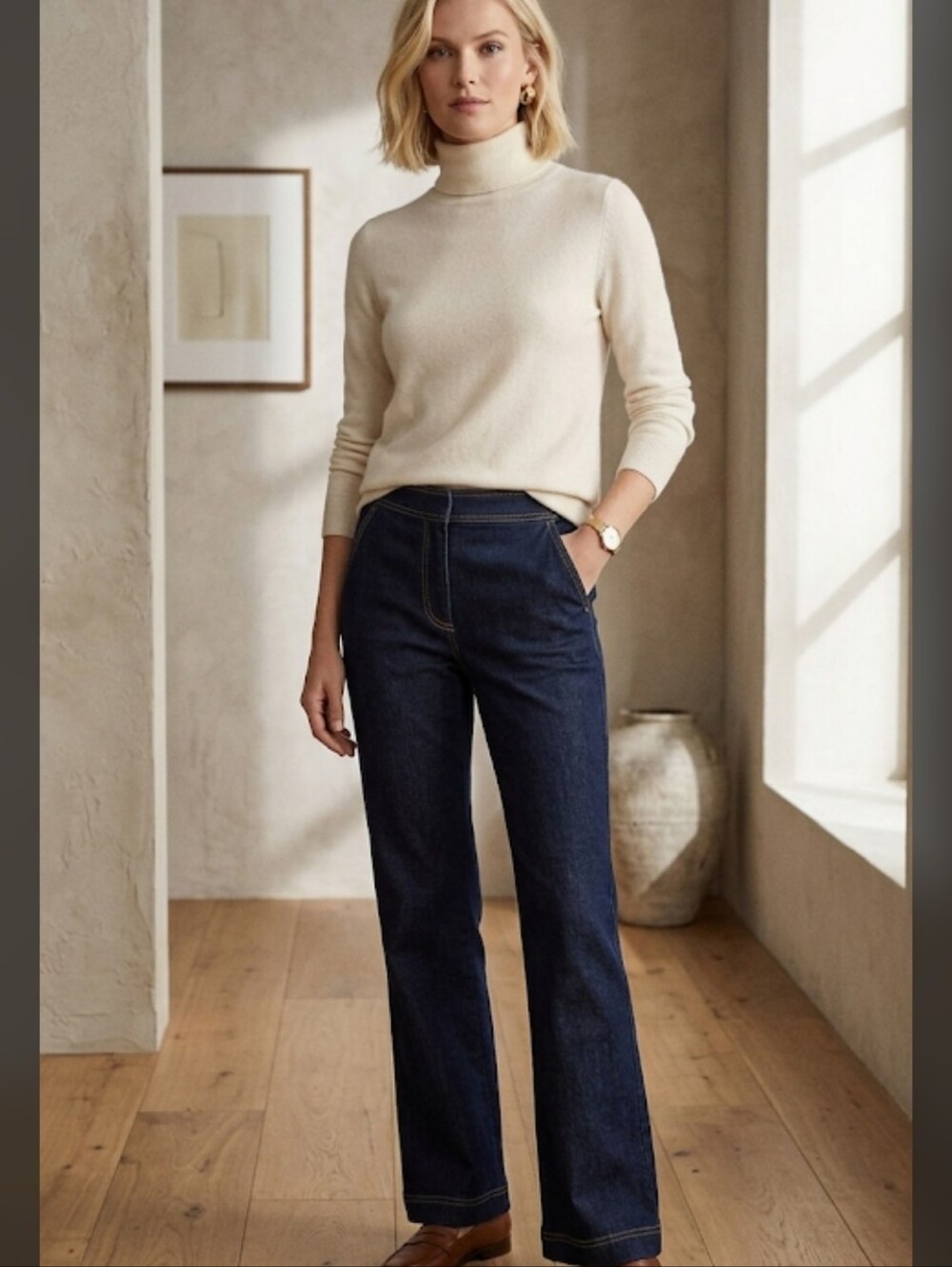 TRINA TURK HIGH WAIST WILLIS INDIGO FLARE JEANS US 6 Like New‎